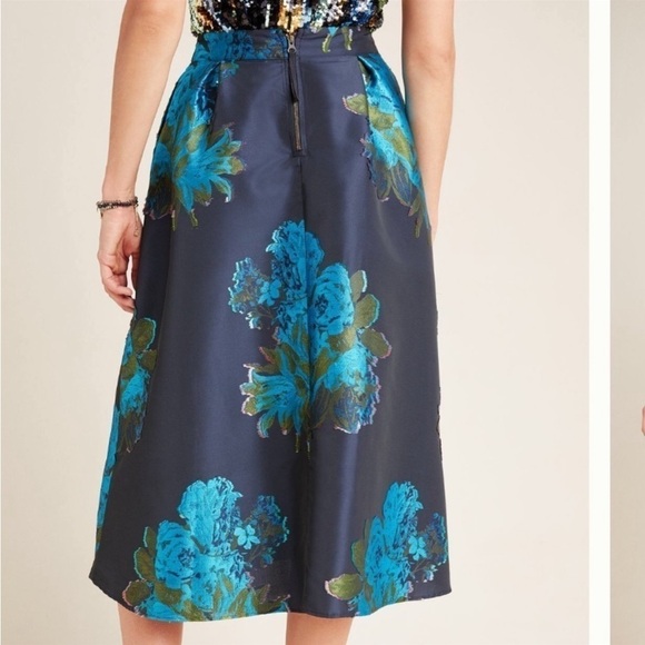 Anthropologie Maeve Ronette Jacquard Midi Skirt Size 2 - Picture 2 of 7